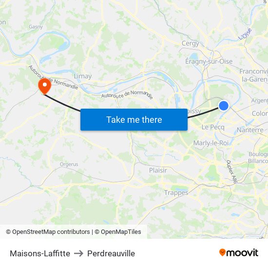 Maisons-Laffitte to Perdreauville map