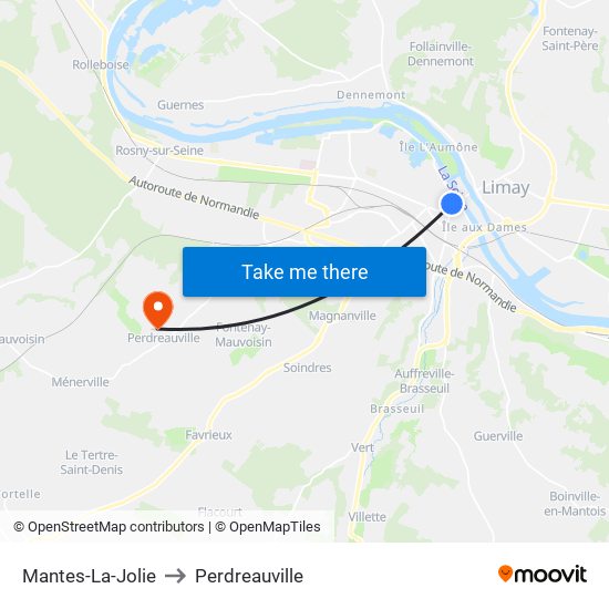 Mantes-La-Jolie to Perdreauville map