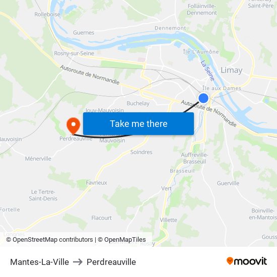 Mantes-La-Ville to Perdreauville map