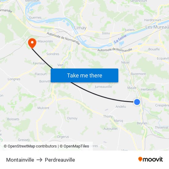 Montainville to Perdreauville map