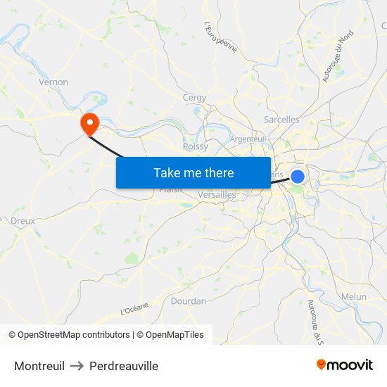 Montreuil to Perdreauville map