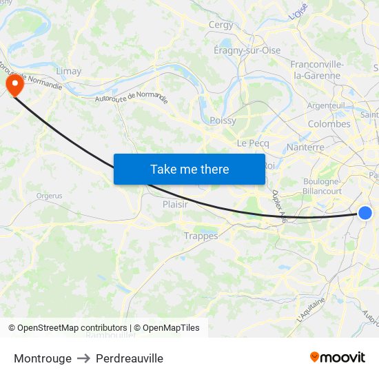 Montrouge to Perdreauville map