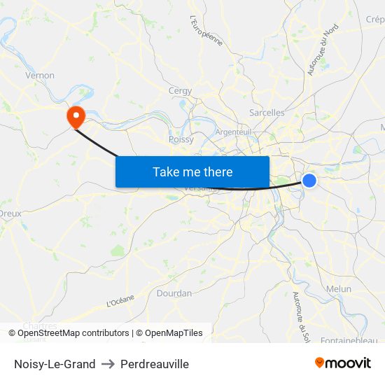 Noisy-Le-Grand to Perdreauville map