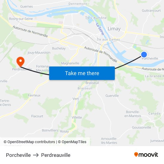 Porcheville to Perdreauville map