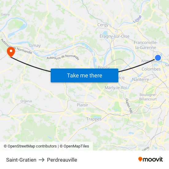 Saint-Gratien to Perdreauville map