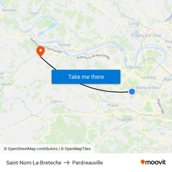 Saint-Nom-La-Breteche to Perdreauville map