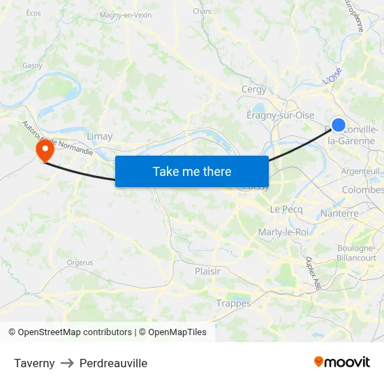 Taverny to Perdreauville map