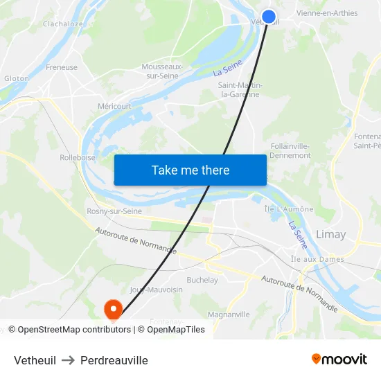 Vetheuil to Perdreauville map
