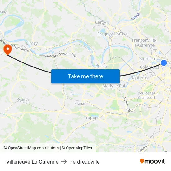 Villeneuve-La-Garenne to Perdreauville map