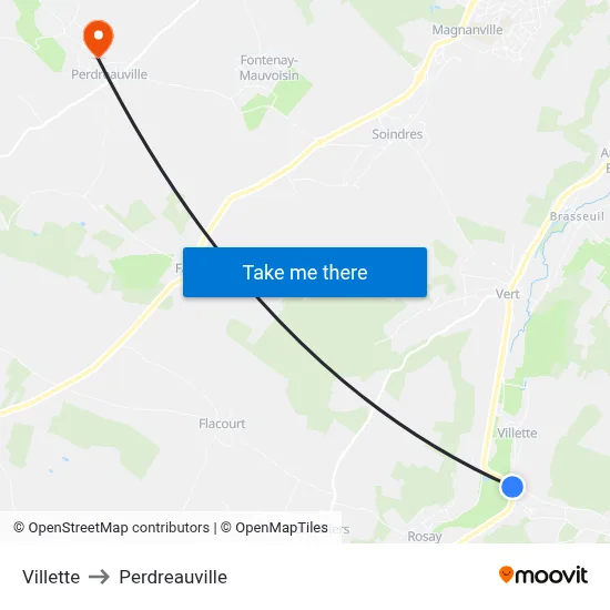 Villette to Perdreauville map