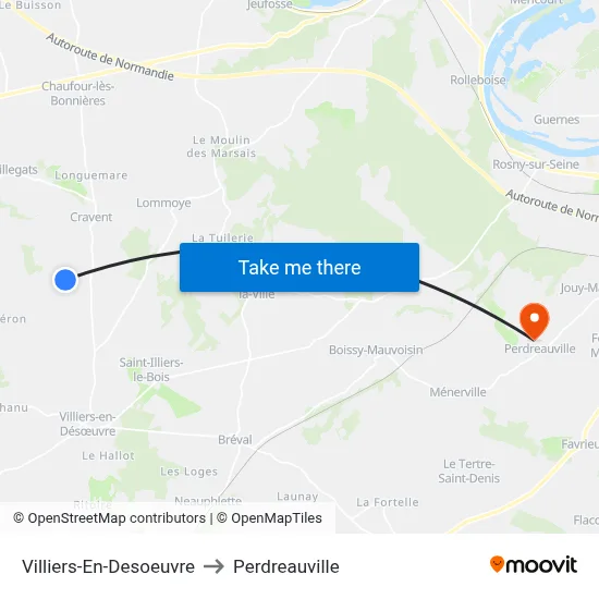 Villiers-En-Desoeuvre to Perdreauville map