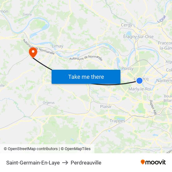 Saint-Germain-En-Laye to Perdreauville map