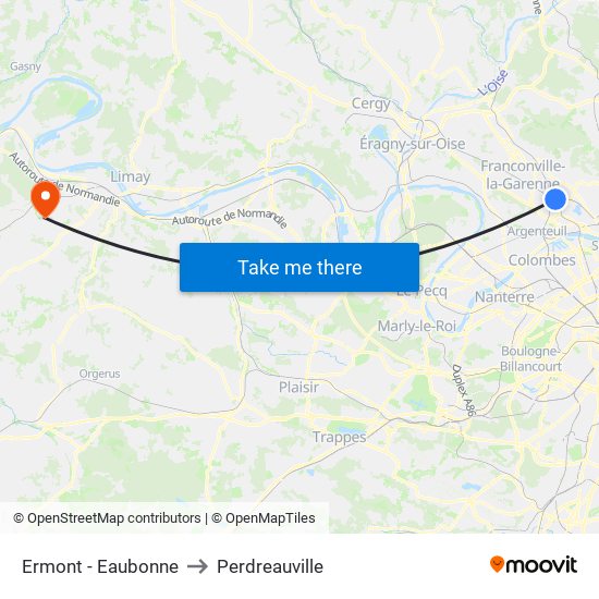 Ermont - Eaubonne to Perdreauville map