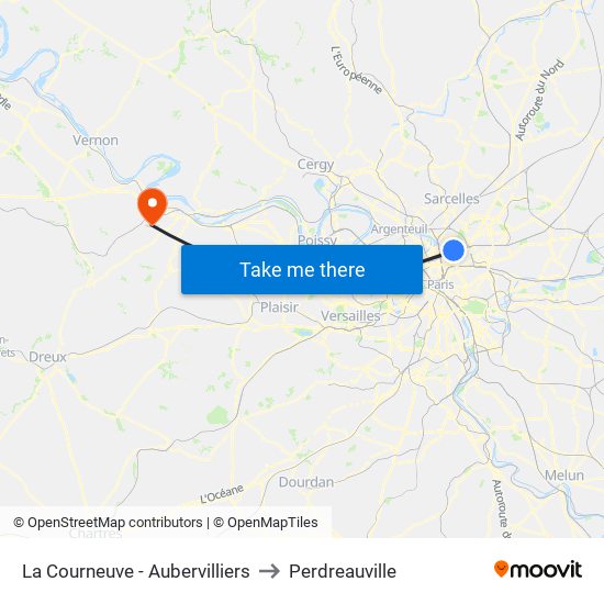 La Courneuve - Aubervilliers to Perdreauville map