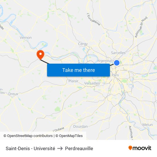 Saint-Denis - Université to Perdreauville map
