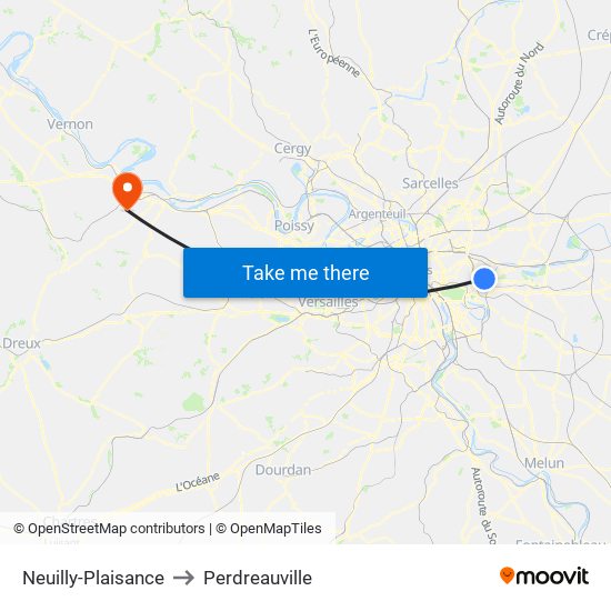 Neuilly-Plaisance to Perdreauville map