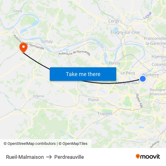 Rueil-Malmaison to Perdreauville map