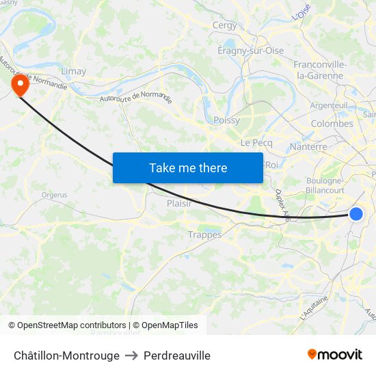 Châtillon-Montrouge to Perdreauville map