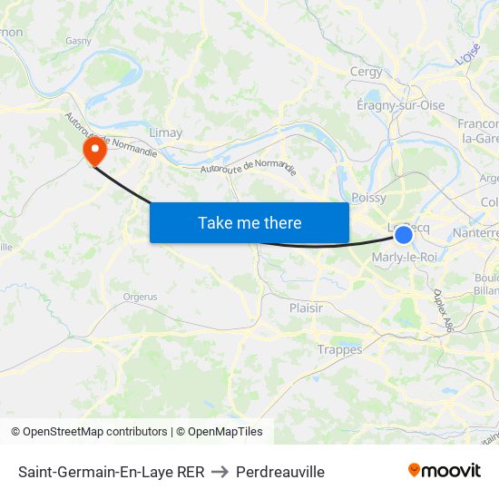 Saint-Germain-En-Laye RER to Perdreauville map