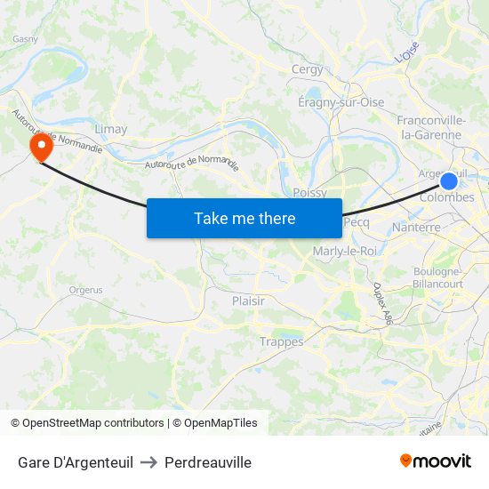 Gare D'Argenteuil to Perdreauville map