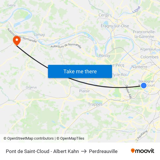 Pont de Saint-Cloud - Albert Kahn to Perdreauville map