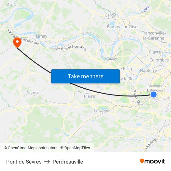 Pont de Sèvres to Perdreauville map