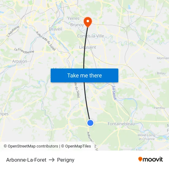 Arbonne-La-Foret to Perigny map