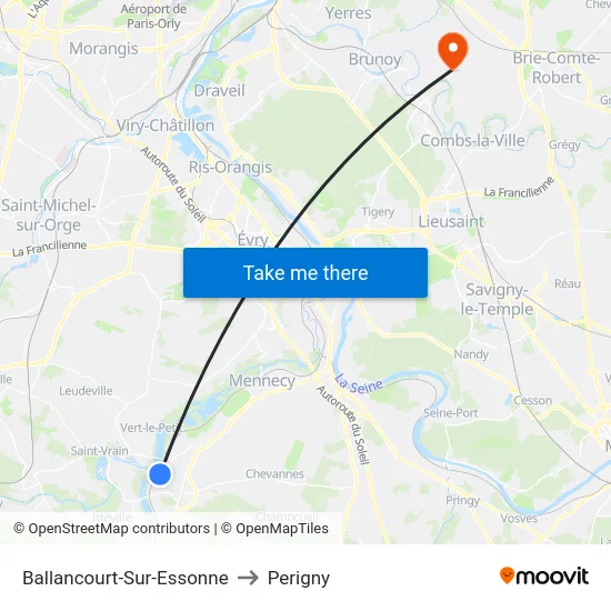 Ballancourt-Sur-Essonne to Perigny map