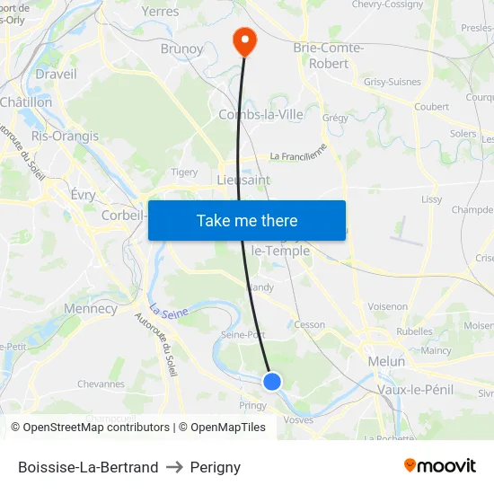 Boissise-La-Bertrand to Perigny map