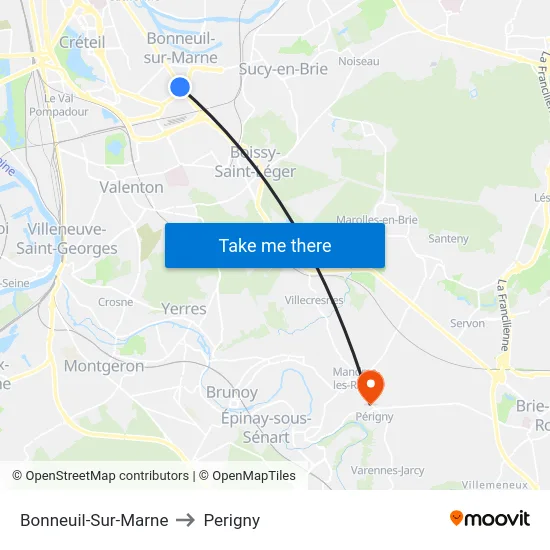 Bonneuil-Sur-Marne to Perigny map