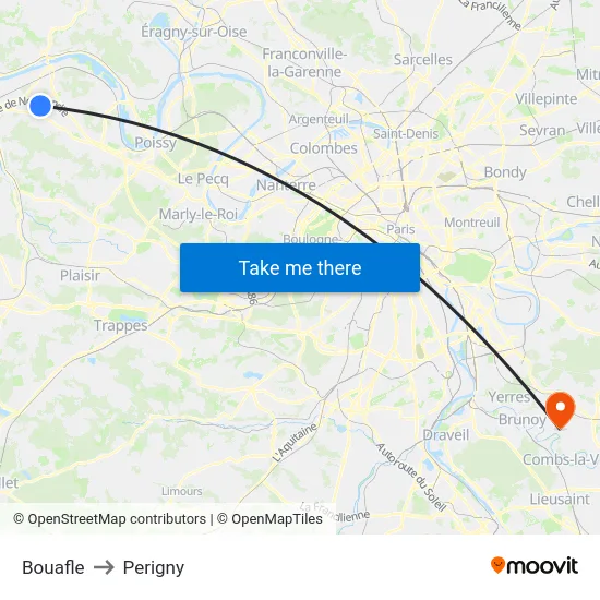 Bouafle to Perigny map