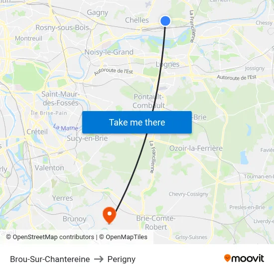 Brou-Sur-Chantereine to Perigny map