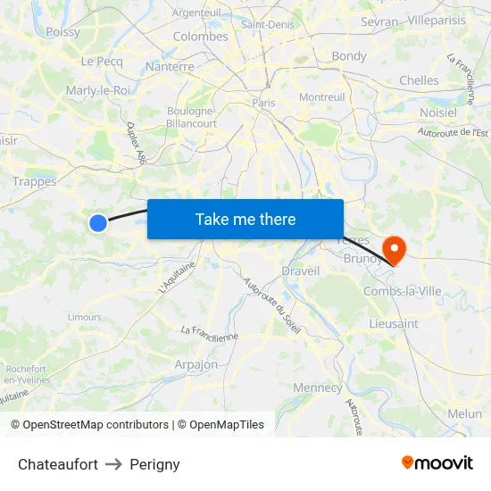 Chateaufort to Perigny map