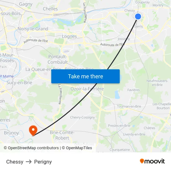 Chessy to Perigny map