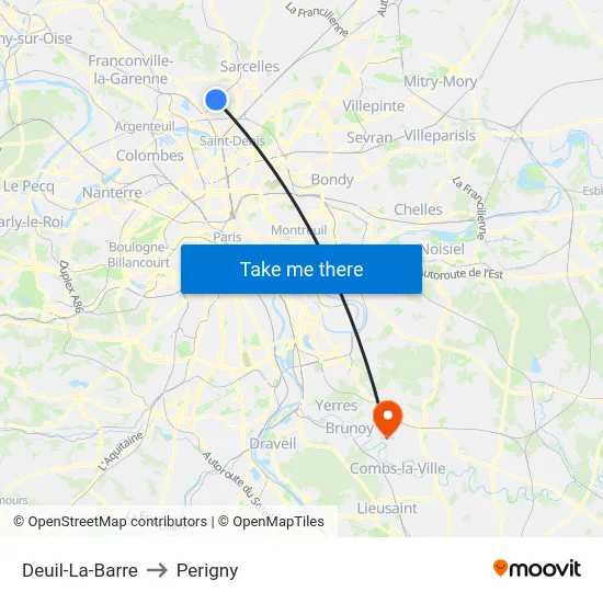 Deuil-La-Barre to Perigny map