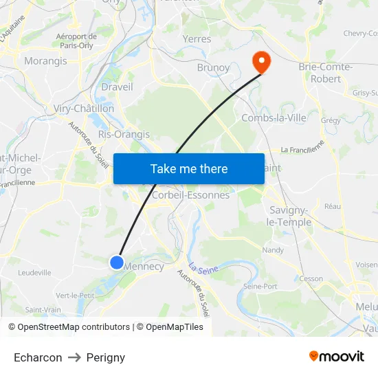 Echarcon to Perigny map