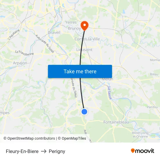 Fleury-En-Biere to Perigny map