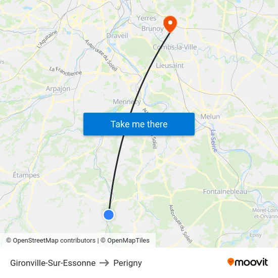 Gironville-Sur-Essonne to Perigny map