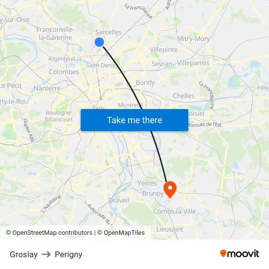 Groslay to Perigny map