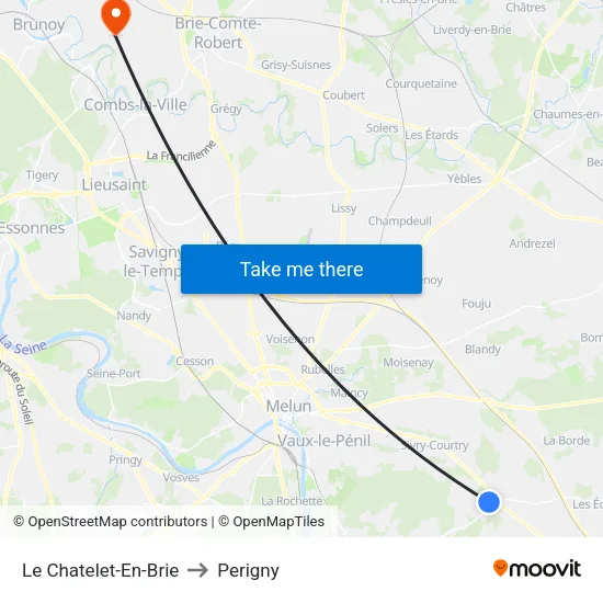 Le Chatelet-En-Brie to Perigny map