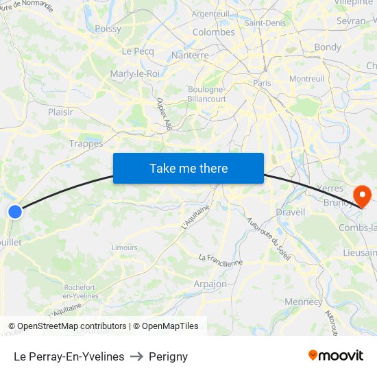 Le Perray-En-Yvelines to Perigny map