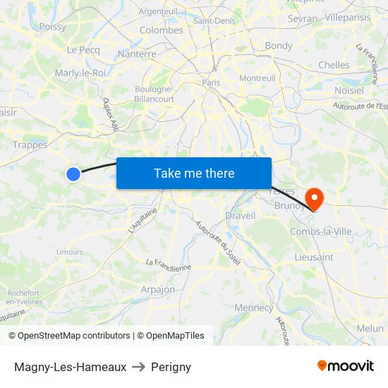 Magny-Les-Hameaux to Perigny map