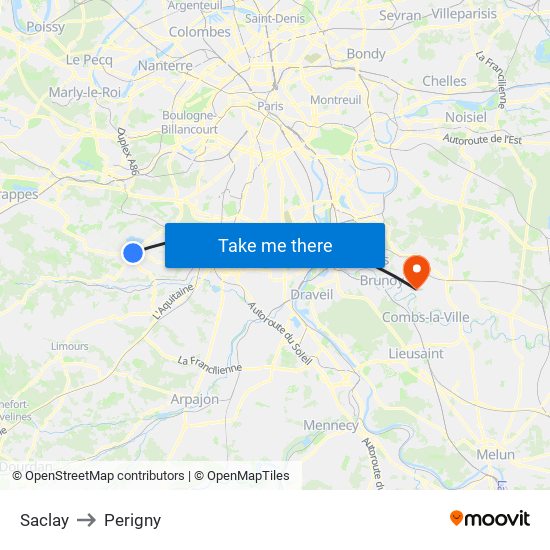Saclay to Perigny map