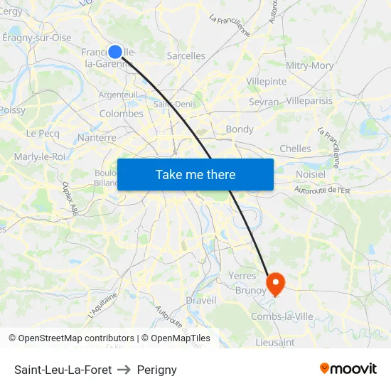 Saint-Leu-La-Foret to Perigny map