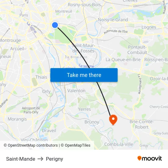 Saint-Mande to Perigny map