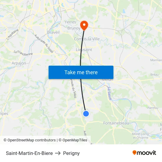 Saint-Martin-En-Biere to Perigny map
