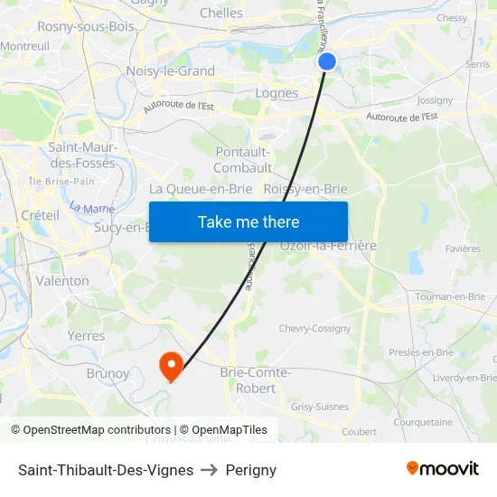 Saint-Thibault-Des-Vignes to Perigny map