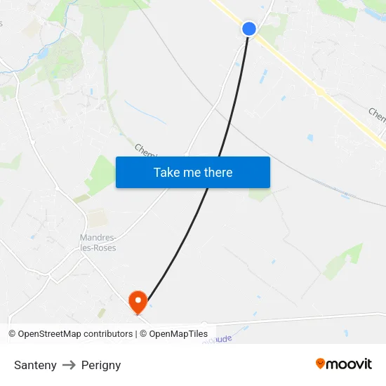 Santeny to Perigny map