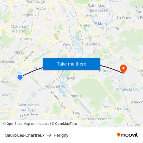 Saulx-Les-Chartreux to Perigny map