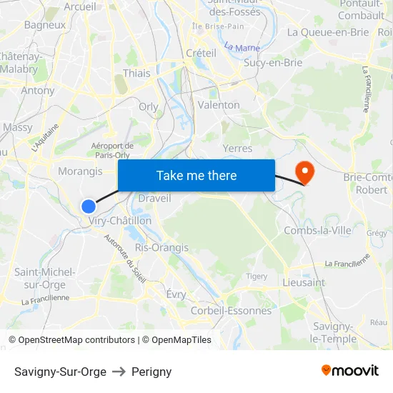 Savigny-Sur-Orge to Perigny map